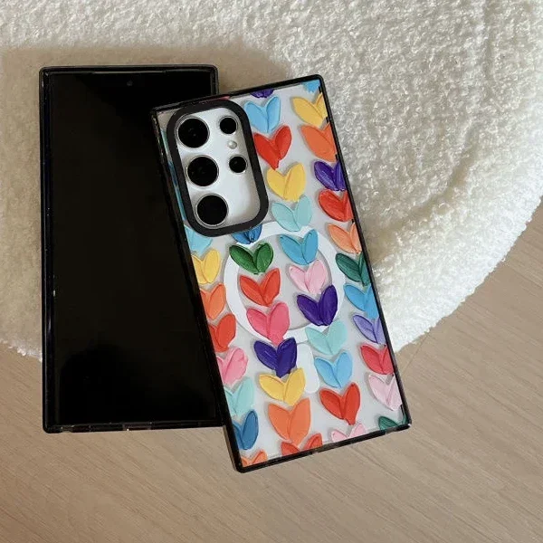 Fashion Lady MagSafe Acrylic Black Border Protective Case for Samsung Galaxy S24 U S23U S22 Ultra Shell