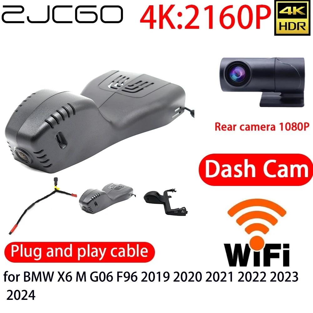 

ZJCGO 4K Car DVR Dash Cam Wifi Front Rear Camera 24h Monitor for BMW X6 M G06 F96 2019 2020 2021 2022 2023 2024