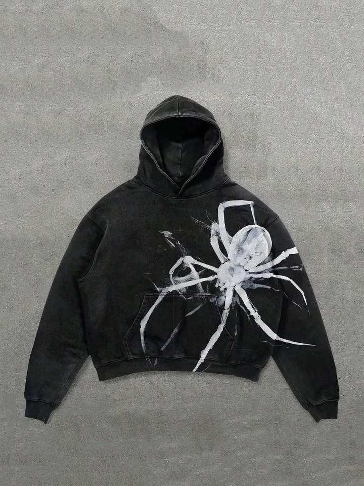 Casual Spider Web Pattern Pullover Hoodie Jacket