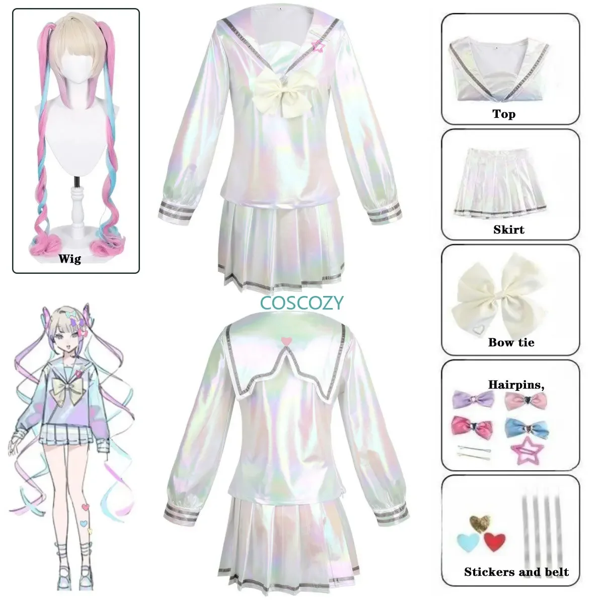 

Game NEEDY GIRL OVERDOSE KAngel Cosplay Costume Lolita Girls Beautiful Laser JK Sailor Suit School Uniform Comic Con Outfit