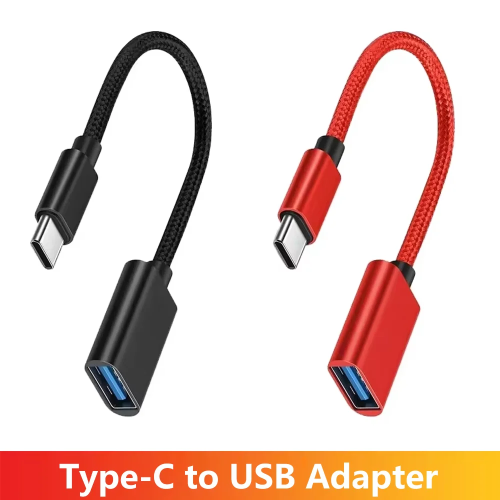 USB Female to Type C Male Adapter OTG 15.5CM Long Cable For Xiaomi Samsung S20 Huawei OTG Data Cable Converter