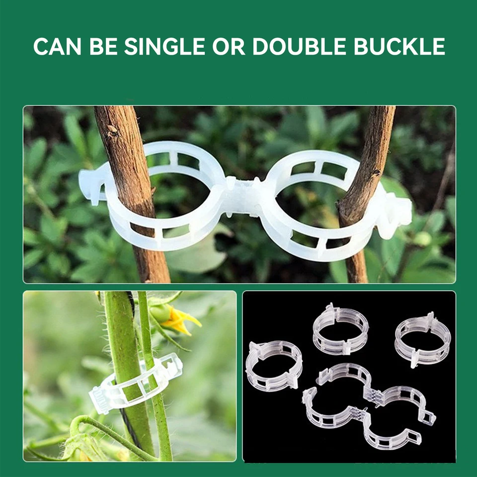 25mm Garden Plant Support Clips - 50/100/200 Pack For Tomatoes & Veggie Trellis