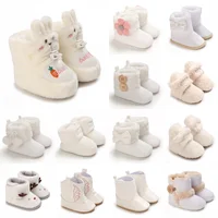 Winter White Snow Boots For Newborn Baby Boots Keep Warm Plush Inside Anti-slip Baby Infant Toddler Cute Soft Bottom Shoes 1