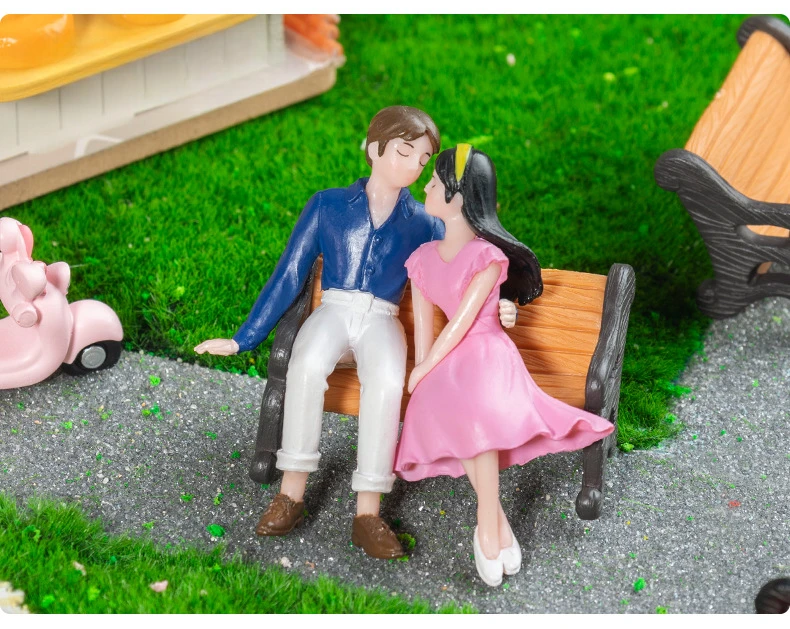 2pcs Miniature Fairy Garden Accessories Cute Kawaii Lovers Ornament Statue Figurines Home Garden Landscape Dollhouse Decoration