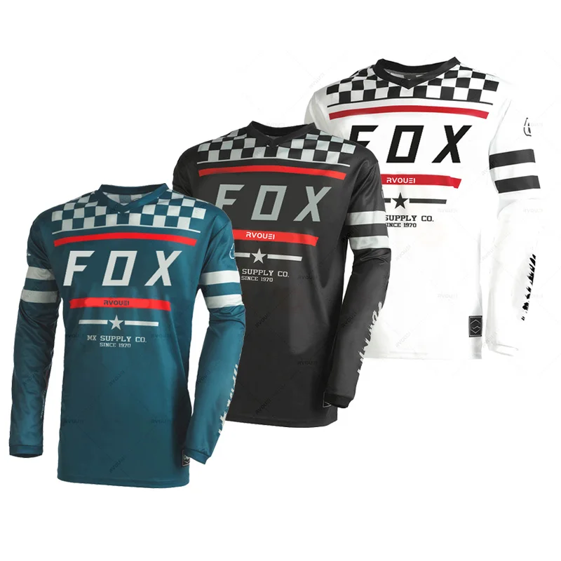 Bicicletta 2024 Rvouei Fox Team Moto Mtb Motocross Jersey Enduro Maillot Hombre Dh Bmx Ciclismo Downhill Jersey Plus Size Uomo Top