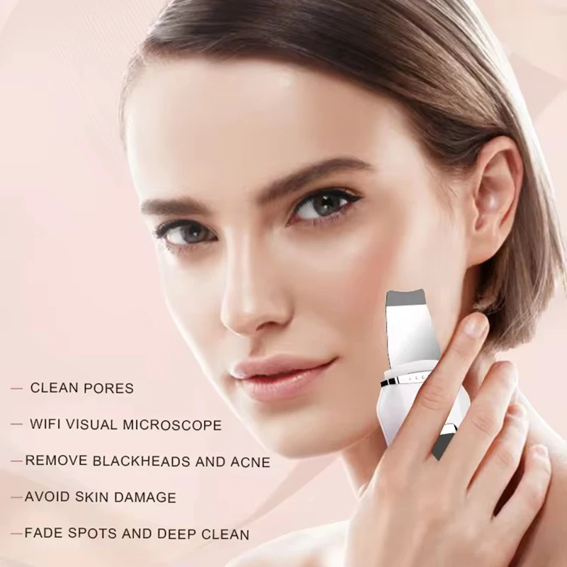 Ultrasonic Skin Scrubber Cleaner Peeling Blackhead Remover Deep Face Cleaning Ion Acne Pore Facial Shovel Cleanser Led Screen