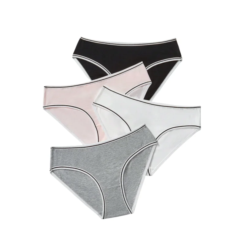4er-Pack hochwertige, bequeme, atmungsaktive Dreiecksunterwäsche für Mädchen im Alter von 8–12 Jahren. Einfache, flache Studenten-Slips für Mädchen – Detail 5