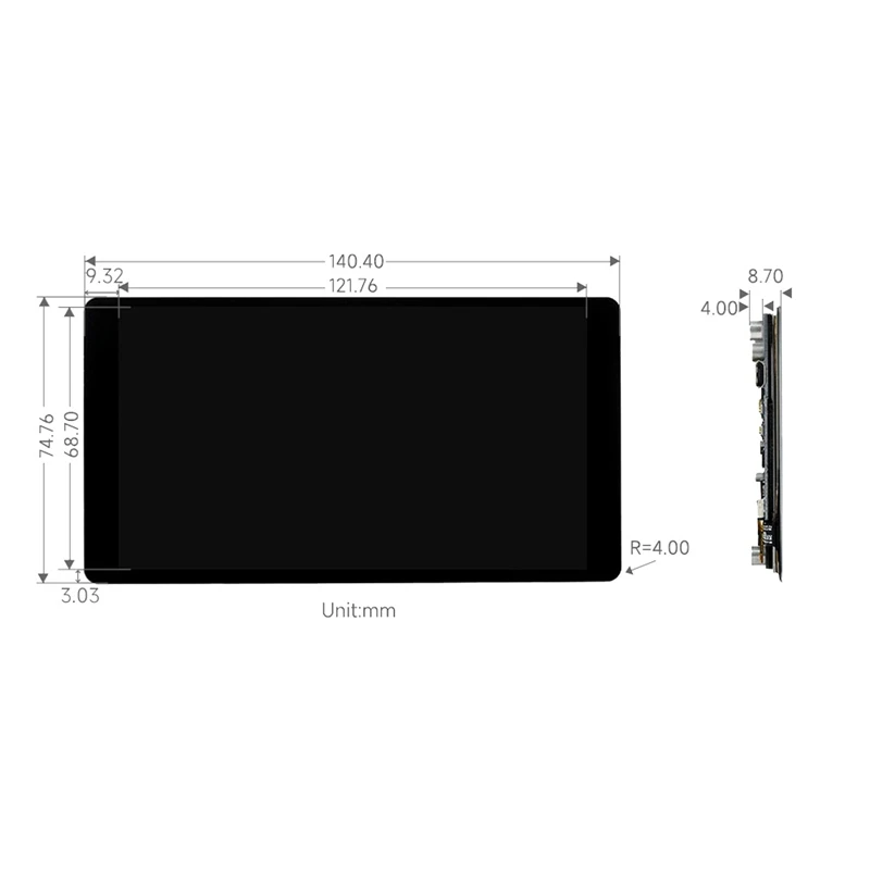 1Set 1440X2560 Black ABS+Metal For Raspberry Pi 5.5Inch IPS HD 2K Capacitive Touch Screen Computer Secondary Screen