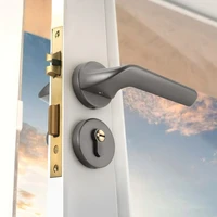 Serrure de porte de chambre moderne et minimaliste, silencieuse, pour intérieur, salle de bain, en bois, ensemble complet 2
