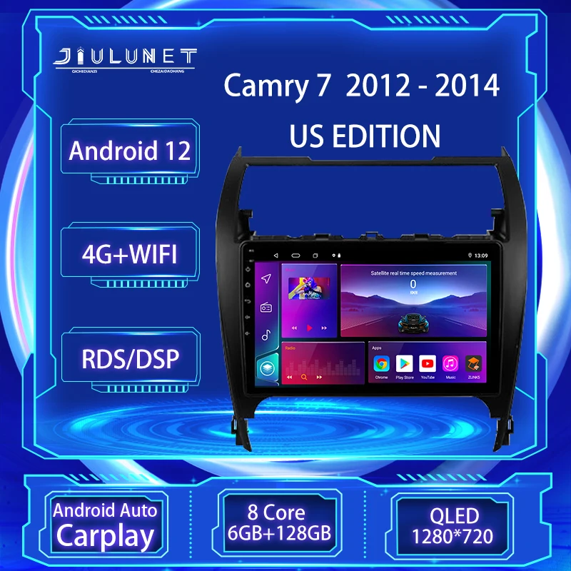 

JIULUNET 8 core Car Radio Android 12 For Toyota Camry 7 XV 50 55 2012 - 2014 US EDITION Multimedia Player Navigation Carplay