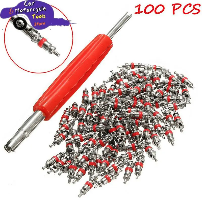 

100Pcs Tyre Zinc Alloy Valve Stem Core Part Valve core wrench Car Truck Zinc alloy Tire Tyre Valve Stem Core Part Replacement