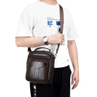 Sac à bandoulière pour hommes, sac en cuir à la mode, sac à bandoulière rétro tendance pour hommes avec couche supérieure en peau de vache 3