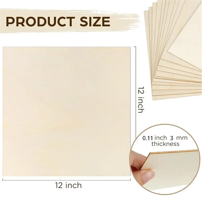 LIKE WISH 베이스우드 보드, 베이스우드 시트 합판 레이저 커팅용 부드러운 공예용 목재 보드, DIY 조립 모델 30X30x0.3Cm