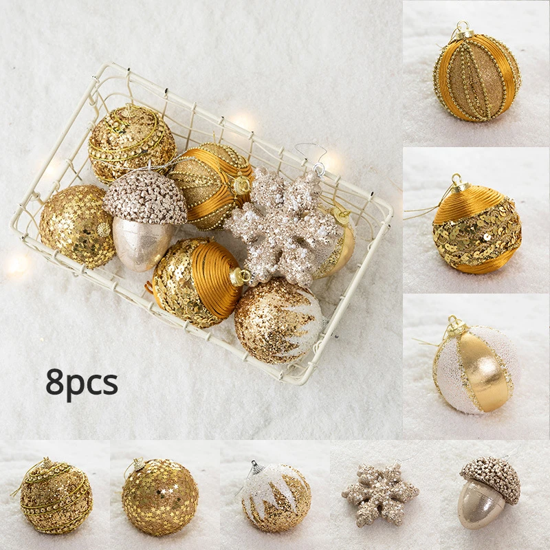 

Christmas Ball Golden Painted Set Christmas Tree Decoration Pendant Window Pendant Christmas Decorations for Home