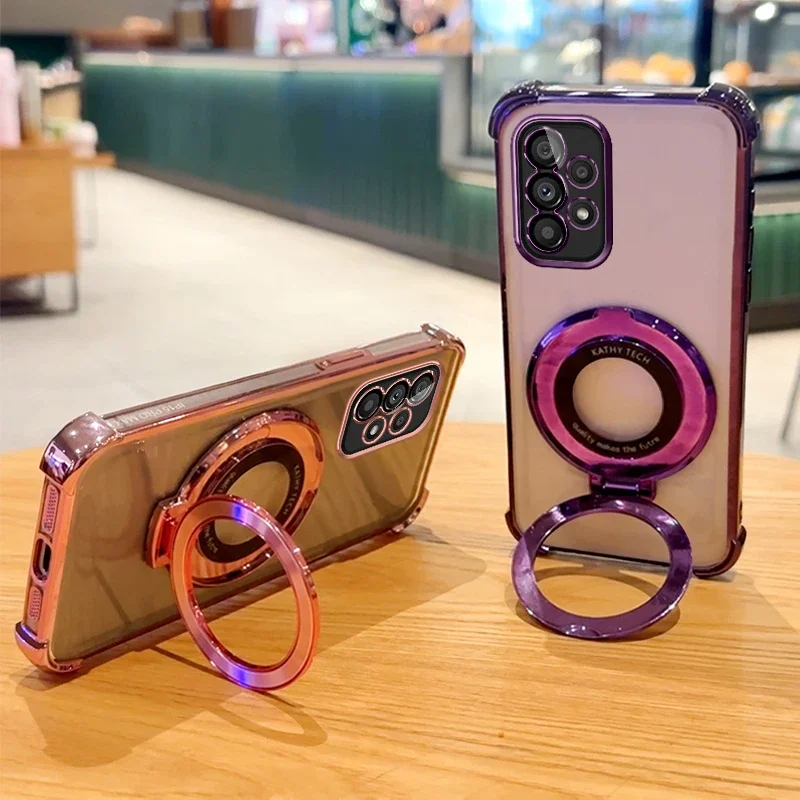 Premium Magnetic Holder Clear Phone Case with Plating Finish