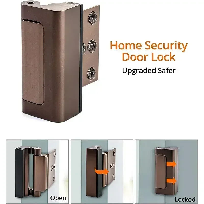 Home Security Door Reinforcement Lock Safety Bedroom Door Lock Withstand 800 lbs Kids Safety Deadbolt