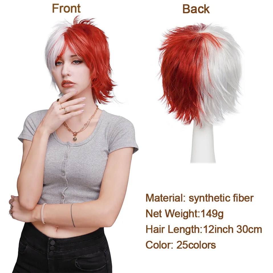 High Quality 30cm Black Pink Red Short Hair For Boy Party Synthetic Heat  Resistant Hair Halloween Anime Colourful Wigs + Wig Cap - Cosplay Costumes  - AliExpress