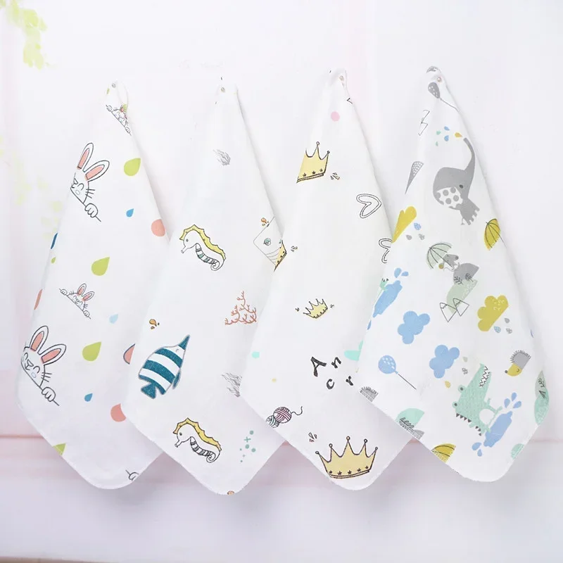 1Pcs 30*30cm Baby Bath Cotton Baby of Pure Cotton Gauze Soft Cartoon Pattern Bath Feeding Saliva Towel