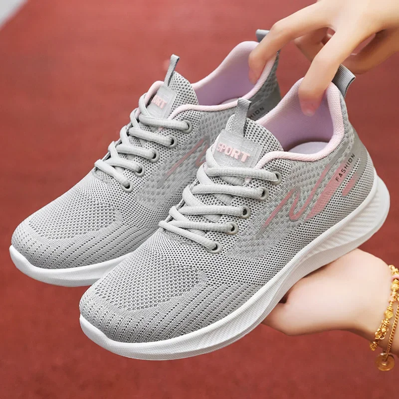 Women's Running Shoes Breathable Mesh Lightweight Comfortable Soft Bottom Slip-On Sports Sneakers Summer Casual Footwear