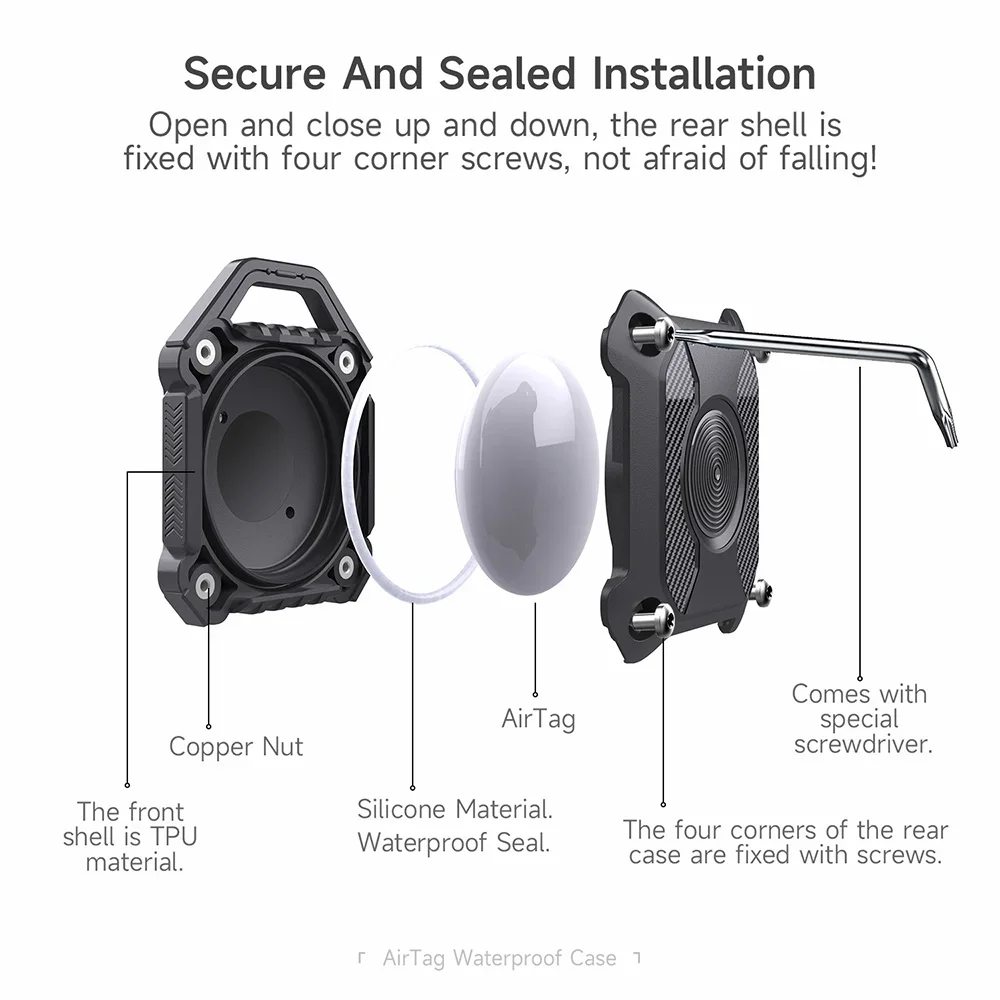 Waterproof Anti-Lost Airtag Holder with Keychain - Protective Cover & Scratch-Resistant Case