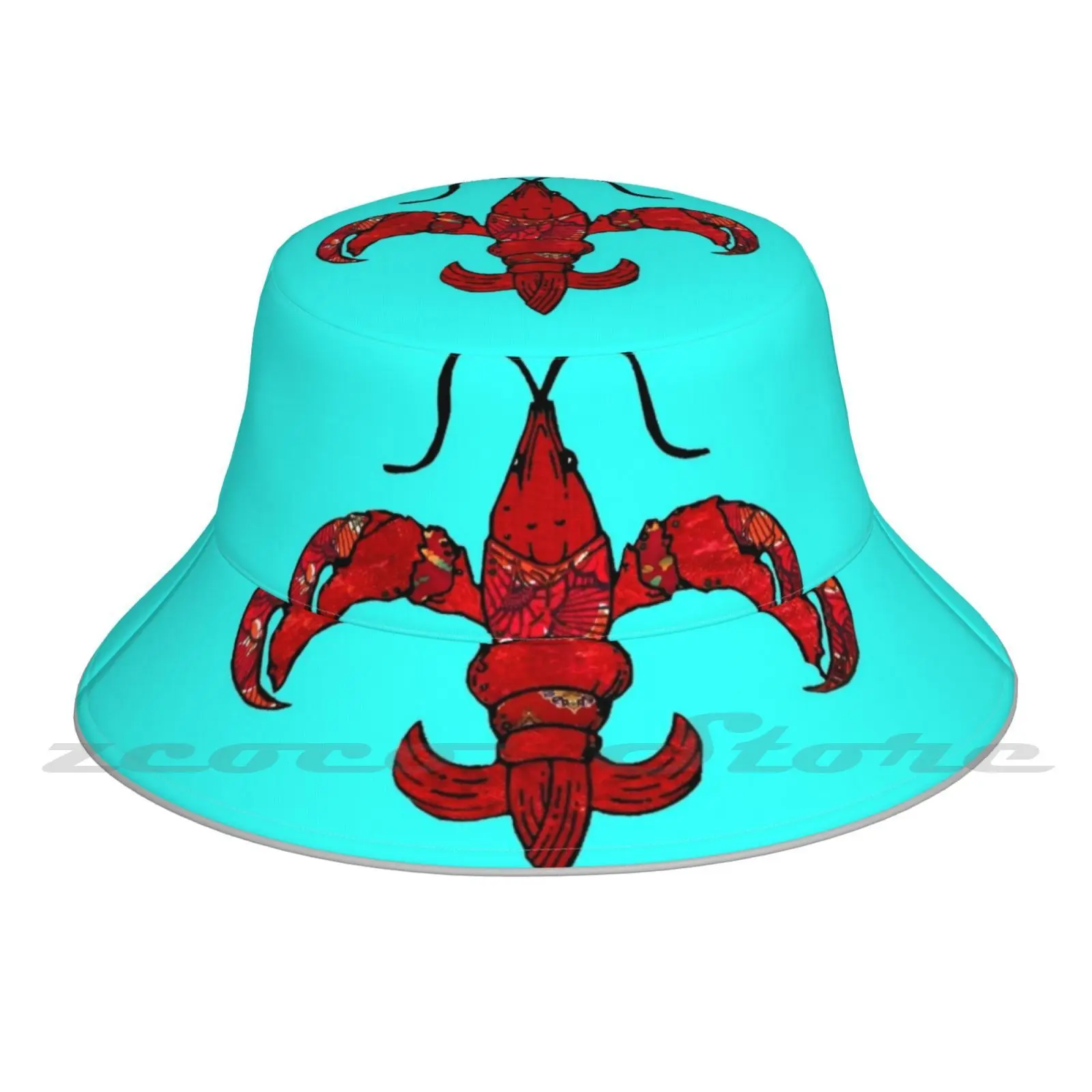 

Afrobatik D Lis Cap Diy Foldable Sunshade Fashion Leisure Bucket Hat Crawfish Art Crawdlis Fleur D Lis New Orleans Art Nola Art