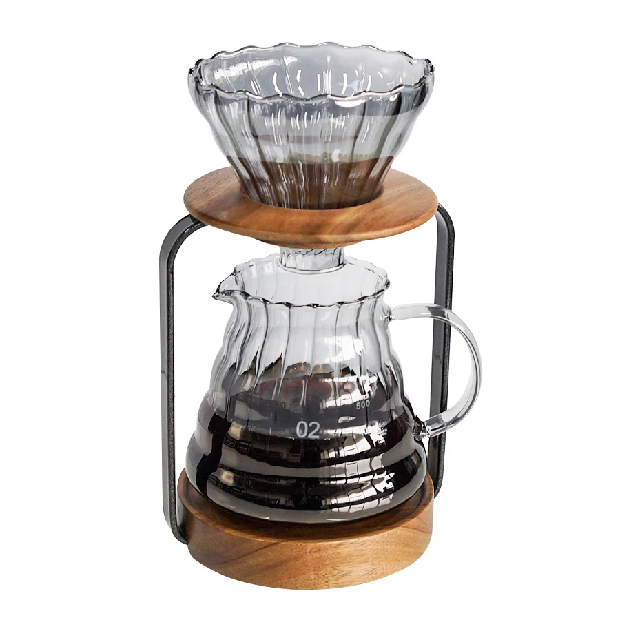 

Pour Over Coffee Dripper Stand Home Outdoor Coffee Set Vintage Wooden Base Height Rack Dripper Filter Holder for Manual Brewing