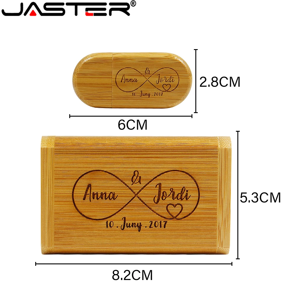 JASTER Wooden USB 2.0 Flash Drive, Custom Logo USB Flash Drive with Box, 128GB 64GB 32GB 16GB, Memory Stick Wedding Gift - Image 2