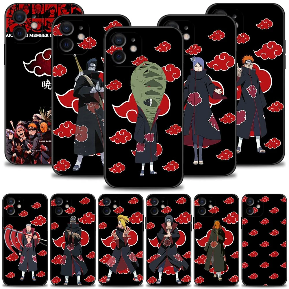 Phone Case For iPhone 13 11 12 Pro Max X XS XR 8 7 6 6S Plus SE 5 5S Cover Silicone Shell Naruto Akatsuki Team case iphone 13 pro max