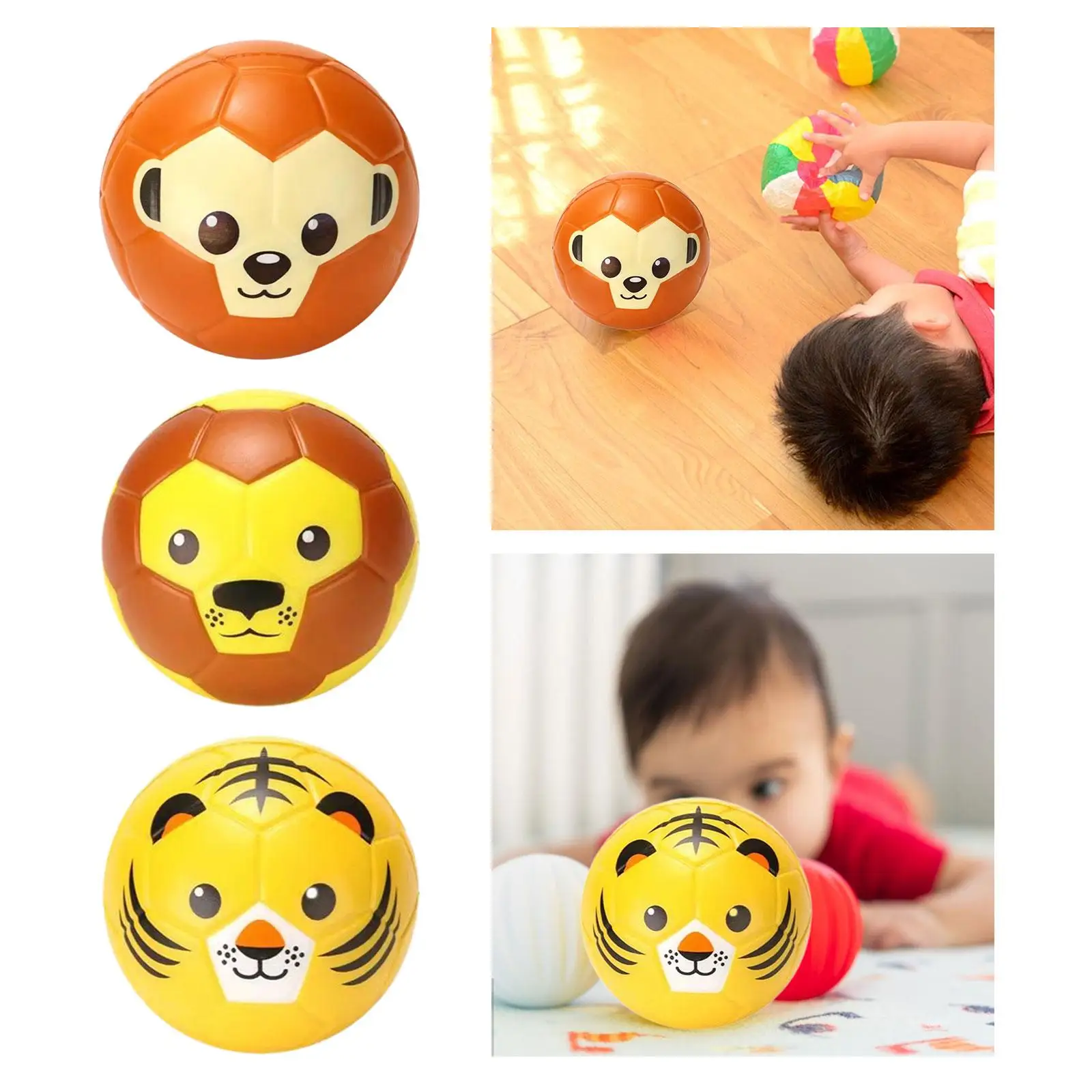 Kids Soccer Ball Mini Soccer Educational Toy Learning Portable Cartoon Animal Soft Ball for Practice Indoor Training Outdoor