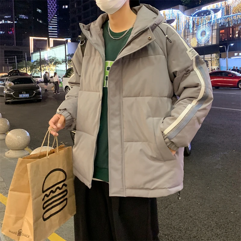 

Мужская зимняя уличная Водонепроницаемая Лыжная Куртка Harajuku, модное изношенное пузырьковое пальто с капюшоном, мужская пуховая куртка с капюшоном