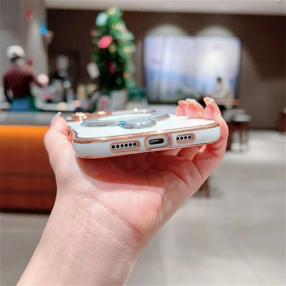 Wave Curly Magnetic Phone Case with Ring Stand – Plating Soft Silicone Cover