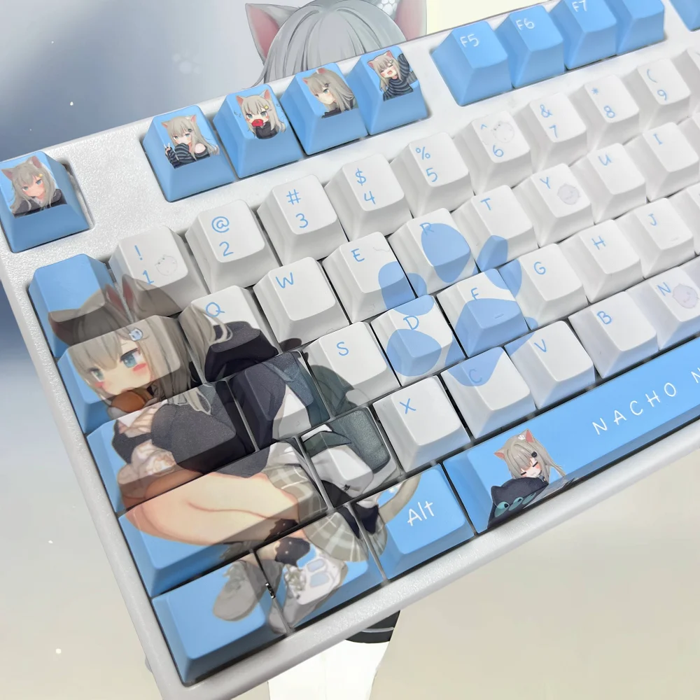 123 Keys Nachoneko Nekoha Shizuku Keycaps PBT Dye-Sub Cute Keycaps