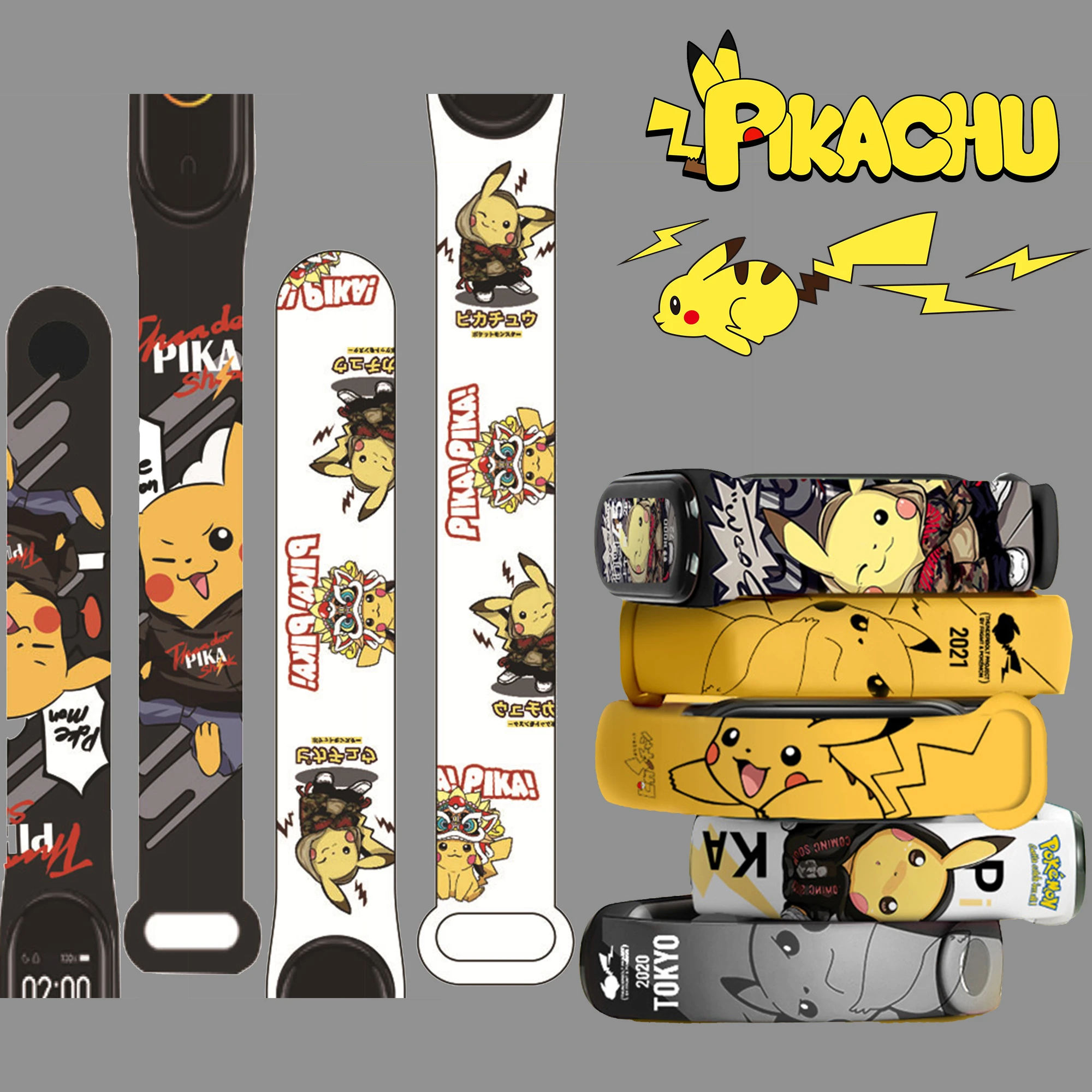 ポケモンピカチュウストラップxiaomi Miバンド6 5シリコーン抗汗交換用リストストラップmiband 3 4 5のブレスレットリストバンド Aliexpress