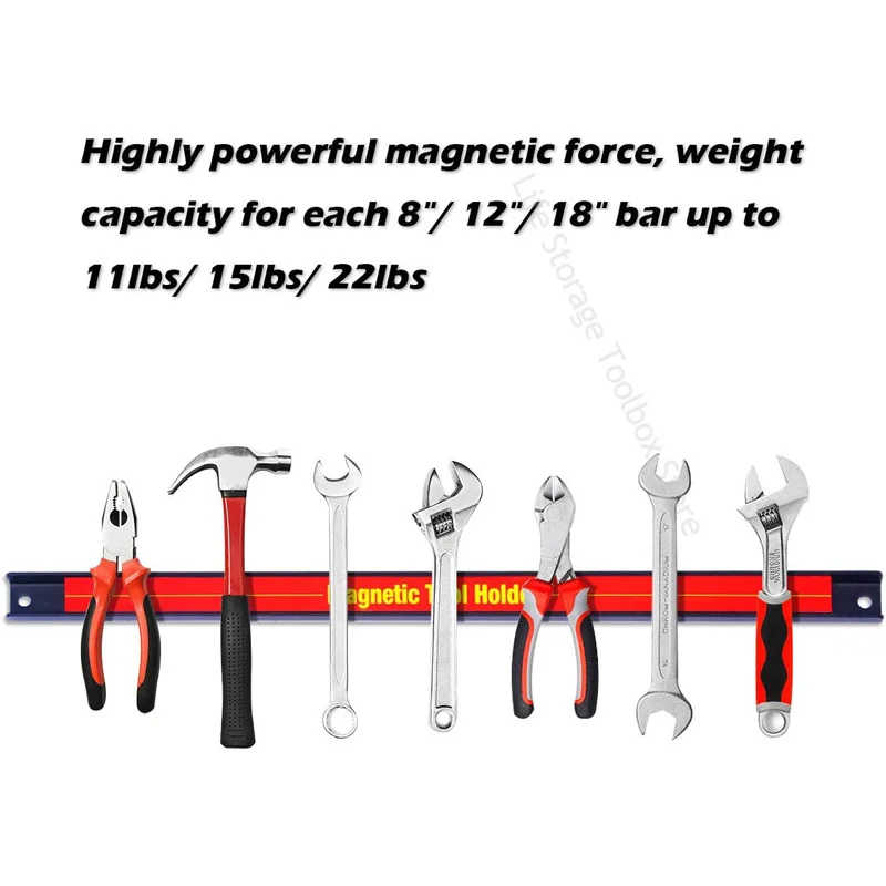 Suporte de ferramentas magnético forte, resistente, barra magnética, montado na parede, barra de armazenamento, Strip Rack, organizador de garagem, Wrench Tool Cabinet