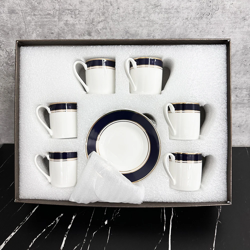 Ceramic coffee cup set 6 pieces with handle for tea milk office novelty gift