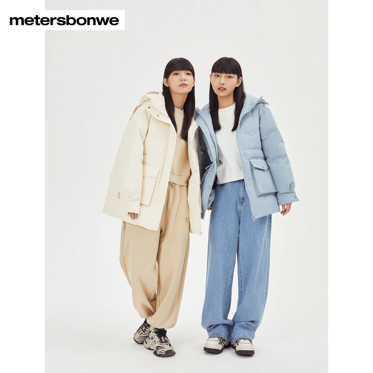 Metersbonwe Hooded Short Down Jacket Women Winter Warm Jacket New Duck Down Fashion Female Down Coats Brand Outerwear Blue Tops