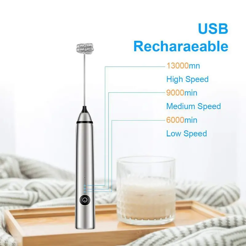 D0AB Milk Frother Handheld Foam Maker Whisk Drink Mixer Mini Foamer for Lattes Frappe Milk Hot Chocolate