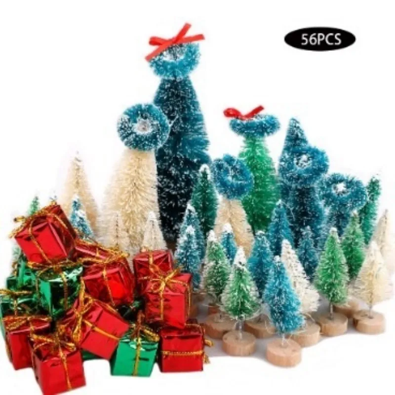 Description Picture 6 of itemMini Christmas Tree Set, Blue Green Tower Pine Xmas Decor with Gift Boxes, Desktop Ornaments for Holiday Home Party Decorations