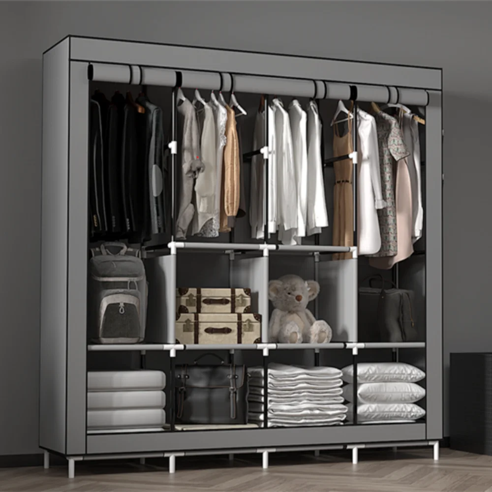 Portable Closet Large Wardrobe Closet Clothes Organizer with 6 Storage Shelves 4 Hanging Sections 4 Side Pockets fabric wardrobe cloth wardrobe