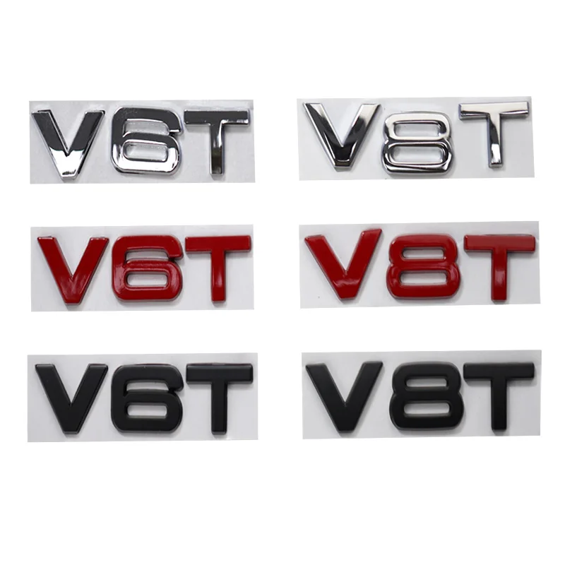 3d Red Black Chrome Metal Letters For Car Fender Trim V8T V6T Logo Audi  Emblem Badge Sticker Q5 A6 C7 S4 Q7 Accessories - AliExpress