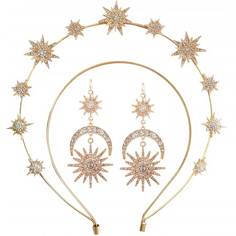 Fashion Metal Moon And Stars Handmade DIY Design Hairband Hair Accessory Hair Headdress Jewelry Accessories Bridal Headwear Hair Band Crown Bridal Crown Wedding Headdress Jewelry