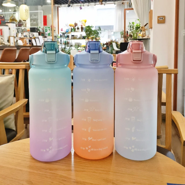 2000ml Sports Drinking Bottles with Time Marker Men Women Water Bottle with Straw Large Capacity Outdoor Cup Fitness Drinkware 6