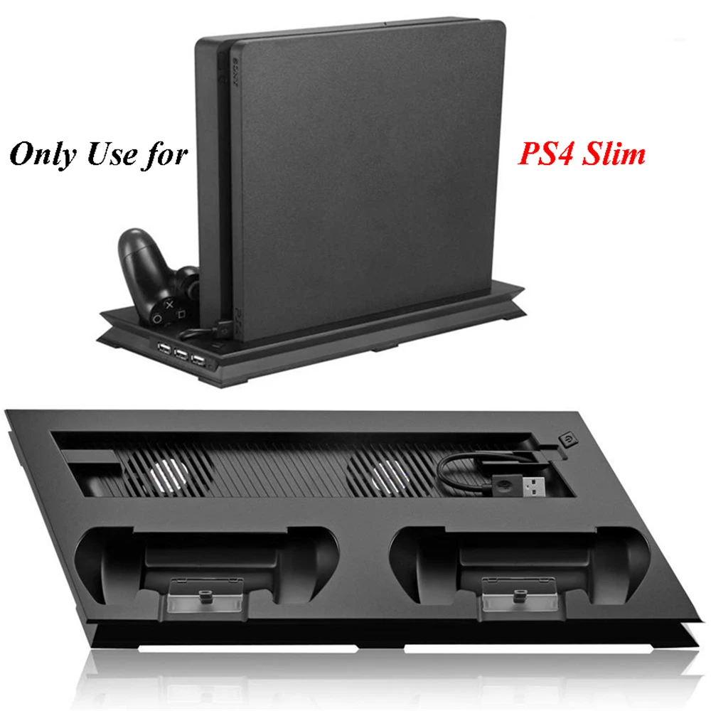 Per Ps4 Supporto Verticale Sottile Con Ventola Di Raffreddamento Caricabatterie Dock Station Di Ricarica Play Station 4 Accessori Per Giochi Sottili