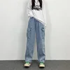 Baggy Straight Men's Cargo Jeans Fashion Streetwear Hip Hop Wide Pants Harajuku Y2K High Street Korean Male Denim Trousers 4