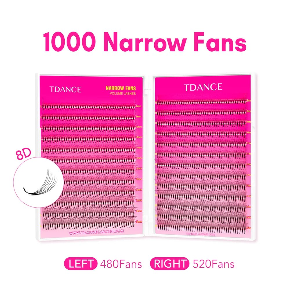 TDANCE 8D 10D Ultra 1000 Fächer Schmale vorgefertigte Wimpernverlängerung Wimpernverlängerung Leicht zu wählende natürliche falsche Wimpern