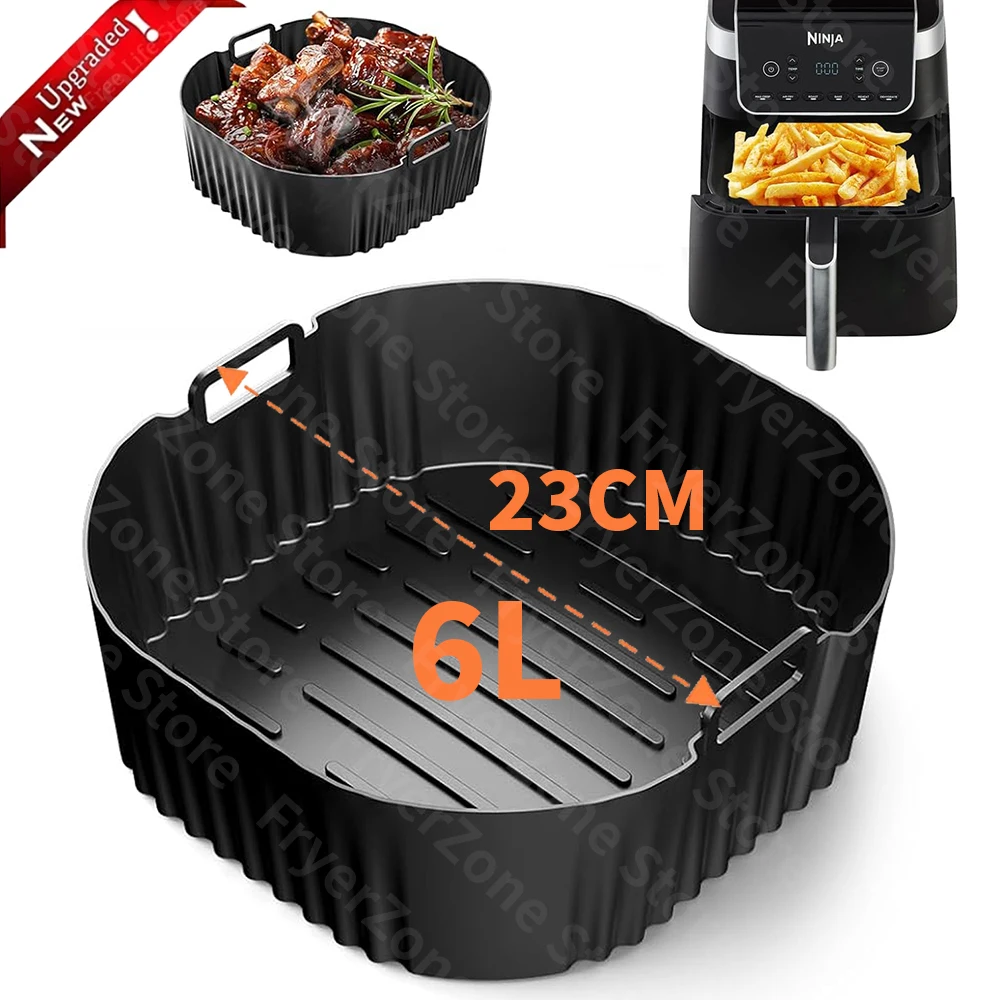 Square Silicone Air Fryer Liners - Reusable 23cm/9inch Tray Insert