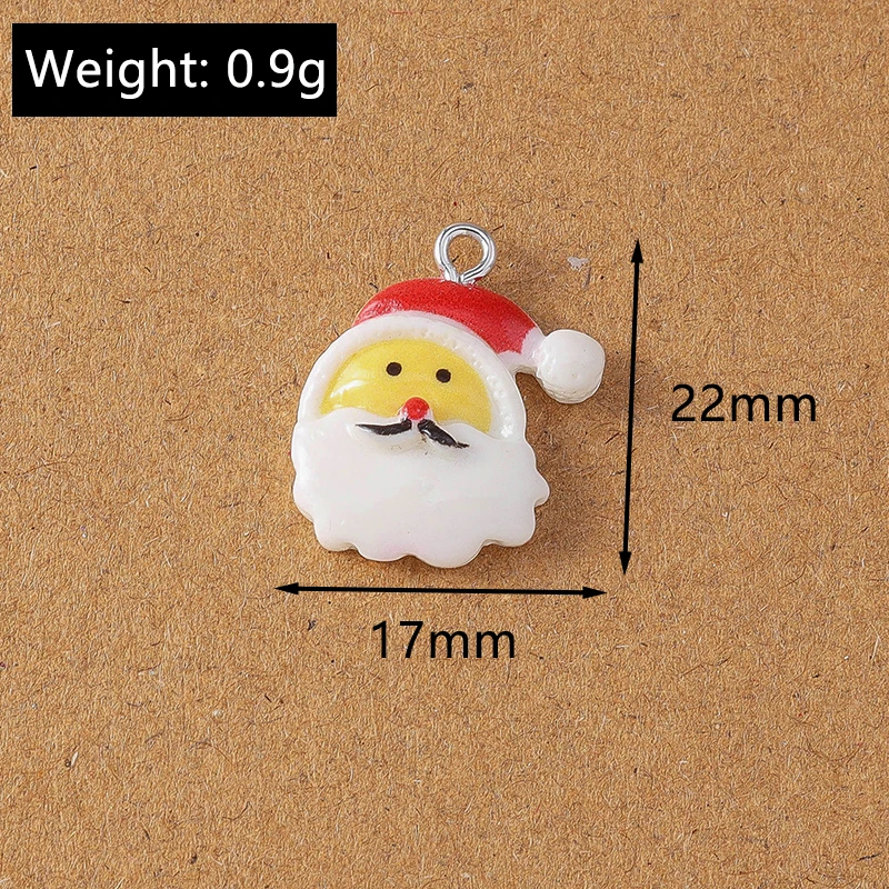 10 stücke niedlichen Harz Weihnachten Charme Santa Claus Elch Schneemann Anhänger für Schmuck Herstellung Halskette Ohrringe DIY Armband Zubehör – Detail 8