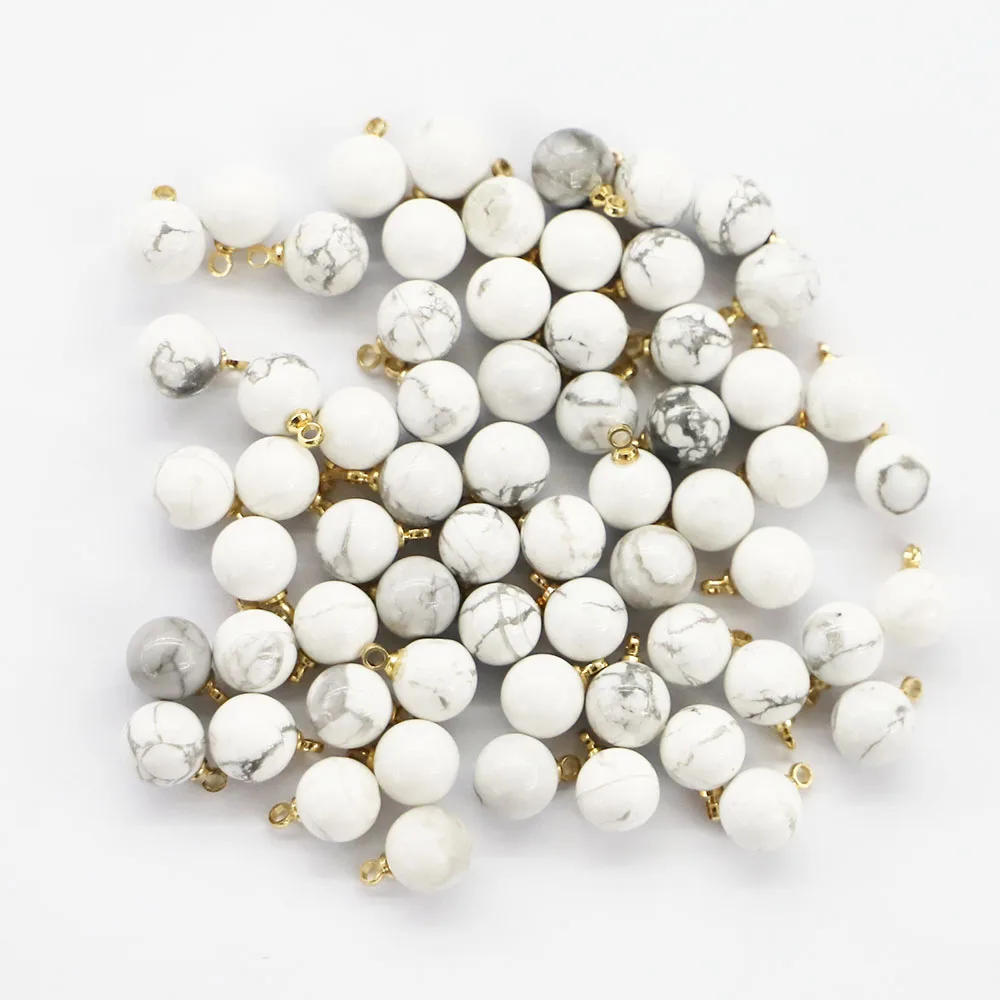 8MM Natural Stone White Turquoise Ball Shape Necklaces Pendants Semi Precious Charms DIY Jewelry Bracelet Earring Making 30Pcs