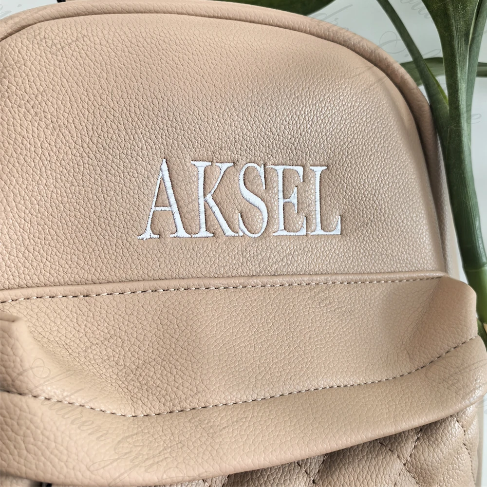 Women's Personalized PU Bag Unique Birthday Gift Backpack Custom Embroidery Name Fashion Girl's Outdoor Soft PU Shoulder Bags