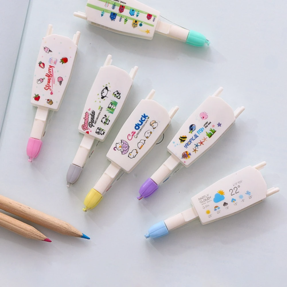 Kawaii Correction Belt Tape Lace Notebook Diary Decoration Pen Cartoon Floral Sticker Tape Pen Funny Kid Stationery For Children